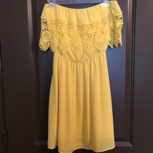Yellow Crotchet Top Dress